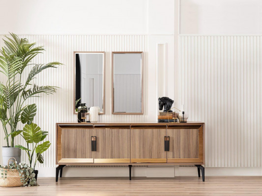 Sideboard dresser with mirror group chest of drawers wood gold dining room