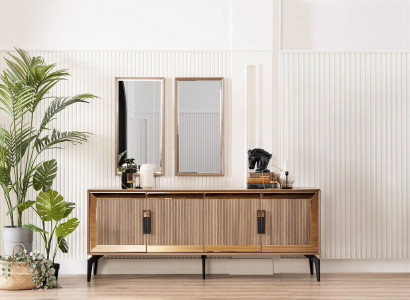 Sideboard dresser with mirror group chest of drawers wood gold dining room
