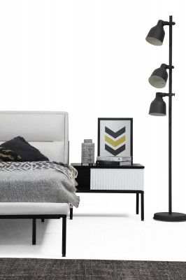 Bedroom suite double bed bedside tables white set 3-piece modern