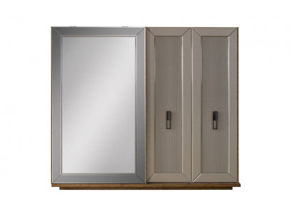 Wardrobe cabinet closet mirror wooden cabinet beige