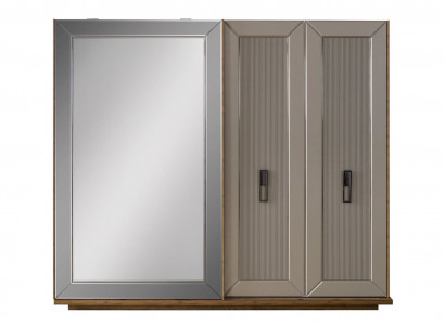 Wardrobe cabinet closet mirror wooden cabinet beige