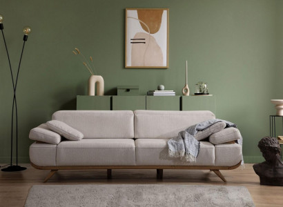 Light beige fabric sofa designer upholstered sofas living room couches 3-seater