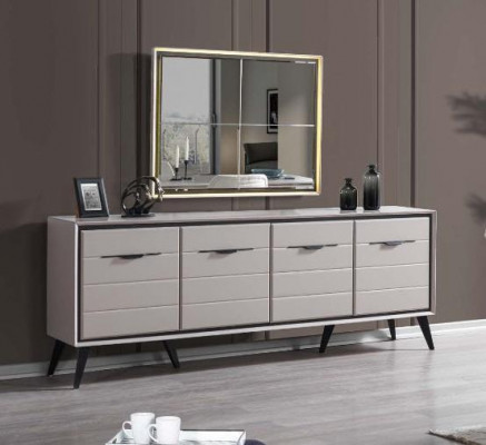 White 4-door dining room sideboard designer luxury glass mirror