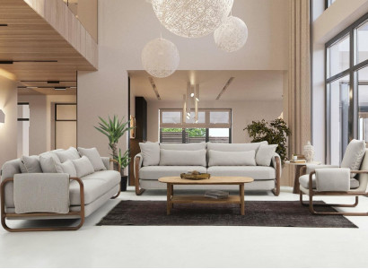 Sofa set 3+3+1 seater armchair three-seater modern fabric gray set design