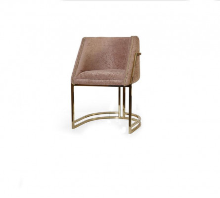 Luxurious Beige Stainless Steel Chair Dining Room Furniture Armrest Single Seater