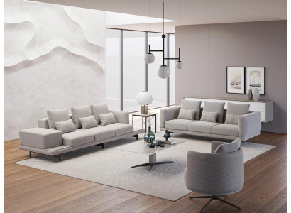 Upholstered Furniture Complete 2x Sofa Three-Seater Couch Living Room Armchair Upholstery Fabric
