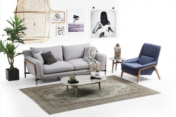 Sofa set 2-seater armchair two-seater fabric sofas modern design gray