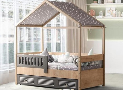 Kids' bed frame 200 cm wooden bed children's room bed frames gray