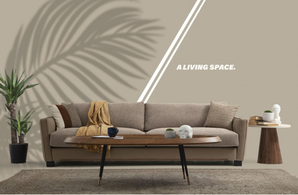 Sofa 4 seater four-seater modern fabric beige sofas design living room