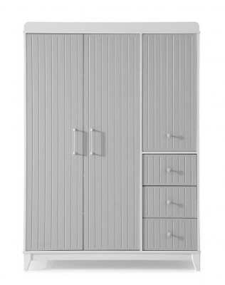 Modern children's room luxurious wardrobe in gray with plenty of storage space