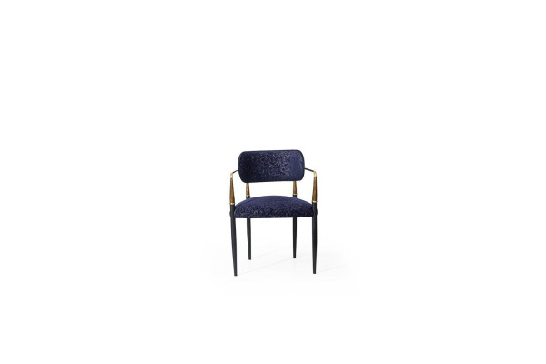 Modern blue chair stainless steel frame fabric single-seater dining room furniture