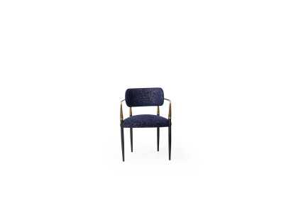 Modern blue chair stainless steel frame fabric single-seater dining room furniture