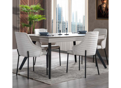 White Dining Set Luxurious 6 Upholstered Chairs Rectangular Table