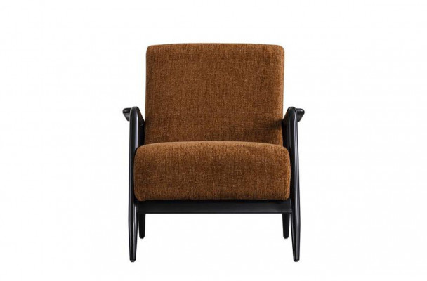 Brown living room armchair, lounge single-seater fabric armchair, textile furniture, new