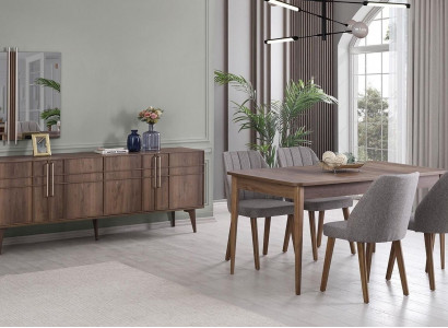 Dining group set dining room dining table set 9-piece dining room brown wood
