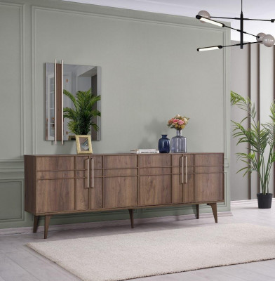 Dining group set dining room dining table set 9-piece dining room brown wood