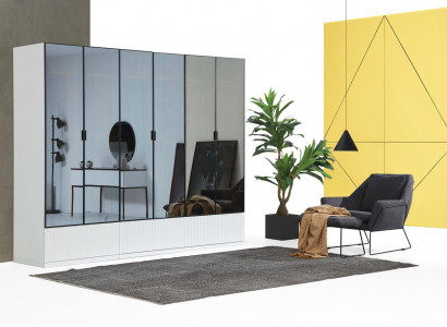 Wardrobe Closet Wood Modern White Mirror Clothes Bedroom