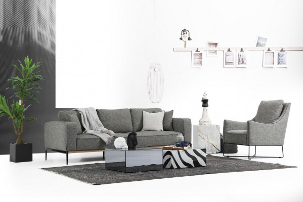 Two-seater living room set armchair double-seater fabric sofas modern design gray