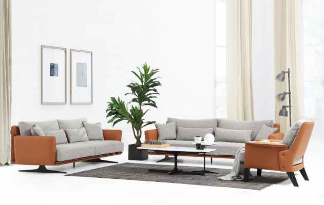 Complete couch set sofa suite sofa 321 seater fabric orange
