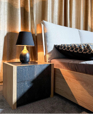Bedside table beige bedroom elegant design luxury wood wooden bedside tables