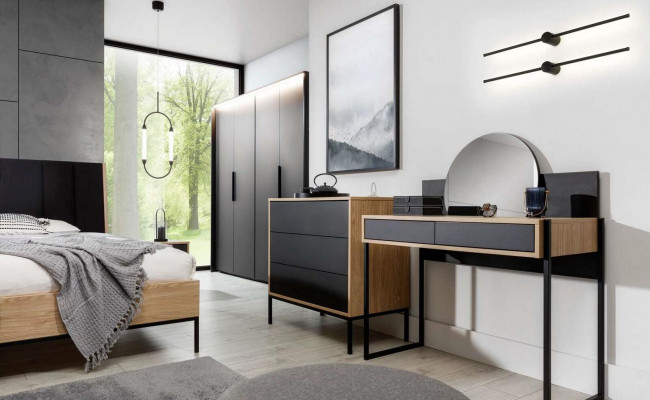 Makeup table with mirror black console table wooden mirror bedroom