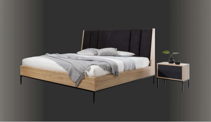 Bedroom set beige bed elegant 2x nightstands luxury modern new 3-piece.