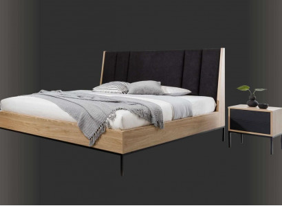 Bedroom set beige bed elegant 2x nightstands luxury modern new 3-piece.