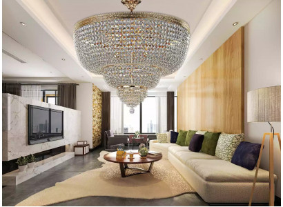 Luxury Ceiling Light Lustre Lamp Lighting Chandelier Crystal Gold 100cm