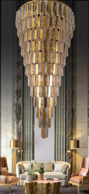 Chandelier Ceiling Light Gold Ceiling Lamp Crystal 80cm Drops