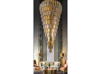 Chandelier Ceiling Light Gold Ceiling Lamp Crystal 80cm Drops