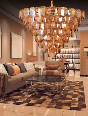 Chandelier classic lamp living room gold-colored crystal ceiling light