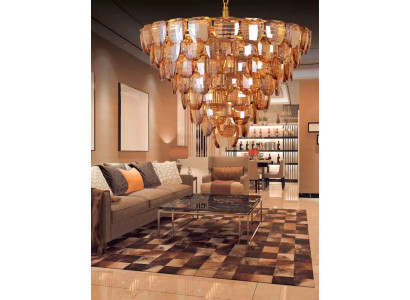 Chandelier classic lamp living room gold-colored crystal ceiling light