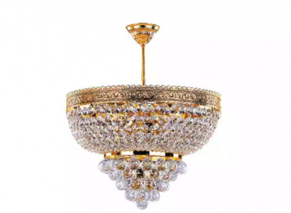 Round Chandelier Luxury Ceiling Light Crystal Gold 50x60