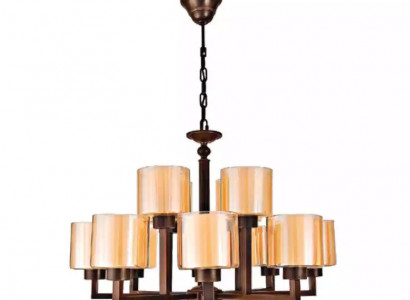 Gold-colored ceiling lamp, beautiful glass chandelier for the living room
