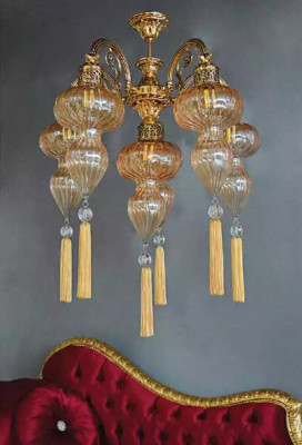Chandelier Ceiling Light Ceiling Lamp Lamps Glass Yellow Modern