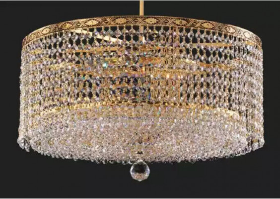 Luster Ceiling Light Luxury Gold Chandelier Round Ceiling Lamp Crystal Style