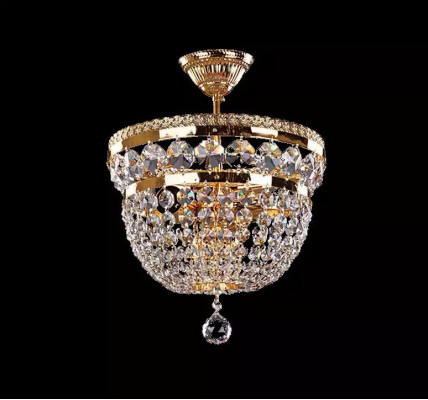 Round Luxury Chandelier Ceiling Lamp Gold Crystal Art