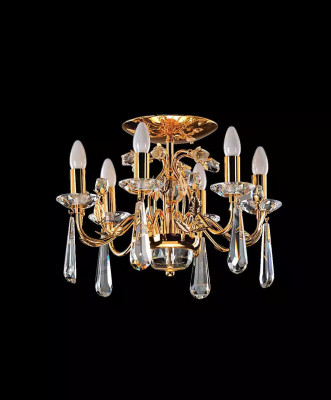 Golden crystal ceiling lamp classic gold glass crystal chandelier