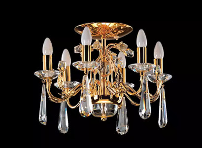 Golden crystal ceiling lamp classic gold glass crystal chandelier
