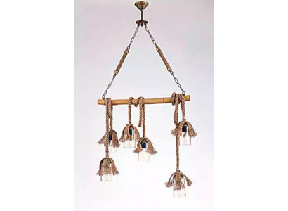 Lamp ceiling light chandelier bamboo glass brown