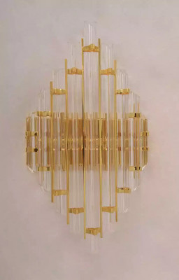 Crystal wall light, luxury gold bedroom style wall lamp for the living room.