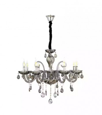 Chandelier smoke crystal in the living room, new chic luxury at home