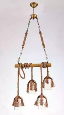Lamp Bamboo Ceiling Light Chandelier Ceiling Lamp Glass Brown