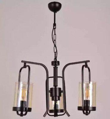 Loft living room ceiling lamp chandelier glass bedroom black hanging lamp