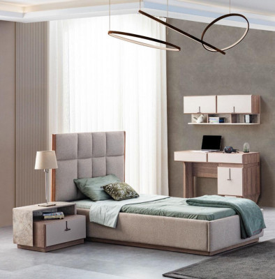 Children's room furniture designer single bed wood nightstand desk 4-piece set