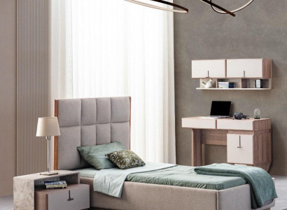 Children's room furniture designer single bed wood nightstand desk 4-piece set