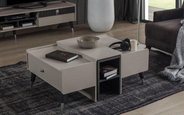 Living room set designer RTV stand luxury wood shelves coffee table 3-piece set