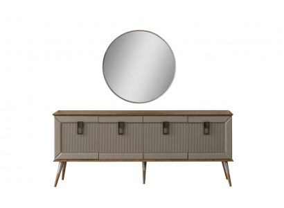Robust Buffet Designer Sideboard Luxurious Round Mirror Cabinet 2-piece