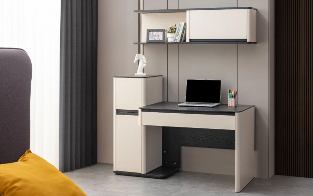 White modern desk designer children's computer desk wall cabinet