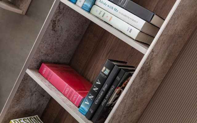 Modern bookshelf designer free-standing shelf beige office shelves bookcase